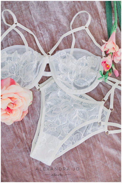 Blush Pink & White Bridal Teddy, Bridal lingerie, White Bodysuit, Sexy –  Alexandra Jo Intimates